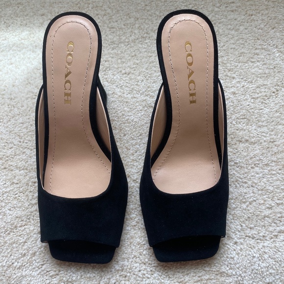 Coach Laurence Black Suede Heels Size 6.5 - Picture 2 of 7